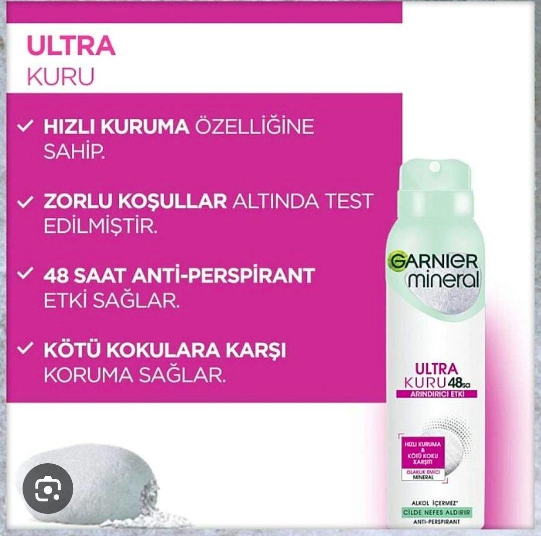 اسپری ضد تعریق گارنیر مینرال مدل ultra kuru حجم 150 میلی